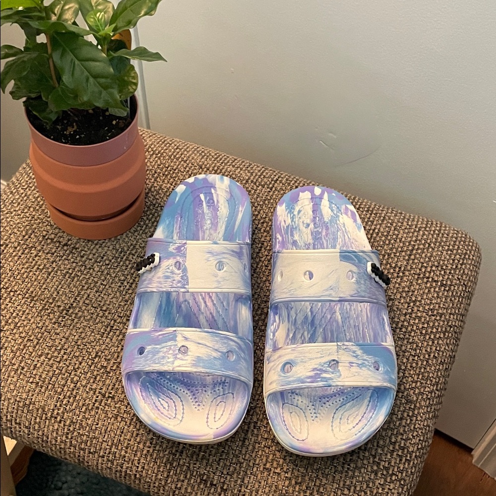 CROCS Marbled Purple & Blue Slide Sandals